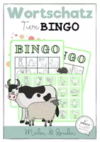 Vorschau - Spiele - Wortschatz Tiere Bingo Spiel Deutsch DAZ - Deckblatt