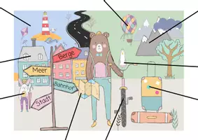Vorschau - Spiele - Wimmelbild Adjektivdeklination bestimmter Artikel Nominativ - Seite 1