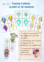 Aperçu - Apprentissages en autonomie - puzzles 2 pièces: un petit air de vacances!!! - Page de couverture