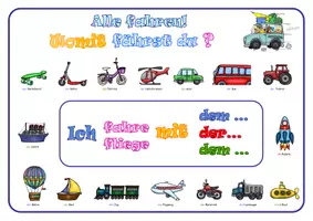 Vorschau - Arbeitsblätter - DaZ/ DaF Sprechübung Grammatik Dativ Womit Alle fahren - Deckblatt