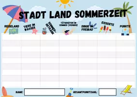 Vorschau - Arbeitsblätter - Stadt Land Sommerzeit - Sommerferien Edition - Seite 1