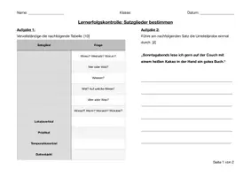 Vorschau - Arbeitsblätter - LK Satzglieder bestimmen (inkl. Lösungen) - Deckblatt