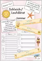 Vorschau - Arbeitsblätter - Schleichdiktat/ Laufdiktat Sommer Kl. 1/2 - Deckblatt