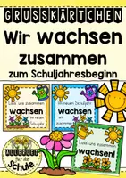 Vorschau - Mal- und Bastelvorlagen - Grußkärtchen zum Schuljahresbeginn | Wir wachsen zusammen – Willkommensgruß für die Grundschule - Deckblatt