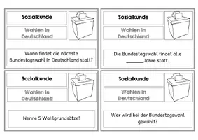 Vorschau - Spiele - 12 Karteikarten zum Lernen Sozialkunde Politik, Wahlen in D und Parteien - Seite 1