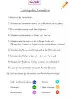 Vorschau - Arbeitsblätter - Trainingsplan Lernwörter - Deckblatt