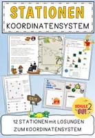 Vorschau - Stundenentwürfe - KOORDINATENSYSTEM Stationenlernen Mathe Geometrie mit Lösungen - Deckblatt
