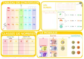 Aperçu - Apprentissages en autonomie - Sous-mains mémo maths Cycle 2 Jaune - Page de couverture
