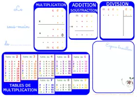 Aperçu - Apprentissages en autonomie - Sous-mains mémo maths CE2 CM1 bleu - Page de couverture