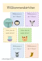 Vorschau - Poster - Willkommenskärtchen Tiere zum Schulstart 1.-4. Kl - Deckblatt