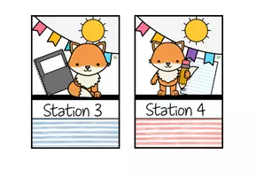 Vorschau - Stationenlernen - Stationsschilder für Stehrahmen – Stationenbetrieb - Fuchsklasse - Seite 2