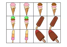 Vorschau - Spiele - sommerliches Spiel: Merk Es Dir (Eis), viele Karten / Immer 2 / Paare Finden - Seite 1