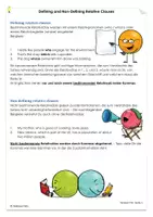 Vorschau - Arbeitsblätter - Defining and Non-Defining Relative Clauses - Mit Lösungen - Seite 1