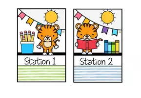 Vorschau - Poster - Stationsschilder für Stehrahmen – Stationenbetrieb – Tigerklasse - Seite 1