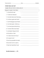 Vorschau - Arbeitsblätter - Perfekt (haben, sein) - Arbeitsblatt - Deckblatt