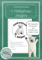 Vorschau - Anderer Materialtyp - Eisbärenklasse - 1. Halbjahreszeugnis in der 1. Klasse - Deckblatt
