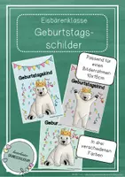 Vorschau - Bildkarten - Eisbärenklasse - Geburtstagsschilder / Geburtstagsaufsteller - Deckblatt