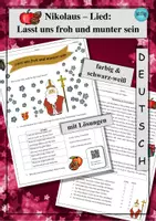 Vorschau - Arbeitsblätter - Nikolaus-Lied: Lasst uns froh und munter sein für Deutsch, DaF und DaZ - als PDF & Word - Deckblatt