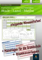 Vorschau - Spiele - Stadt - Land - Mathe (Kopfrechnen zu Addition und Subtraktion + Mal- und Blankovorlage) - Deckblatt