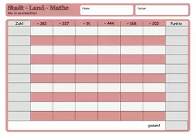 Vorschau - Spiele - Stadt - Land - Mathe (Kopfrechnen zu Addition und Subtraktion + Mal- und Blankovorlage) - Seite 3