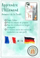 Aperçu - Feuilles d'exercices - Allemand : Cahier "Les animaux de la forêt + Vocabulaire - Page de couverture