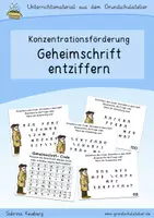 Vorschau - Aufgabenkarten - Kartei: Geheimschrift (Konzentrationsübung, 100 Karten) - Deckblatt