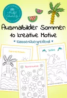 Vorschau - Arbeitsblätter - Ausmalbilder Sommer: 10 kreative Motive | Kunstprojekte im Sommer - Deckblatt