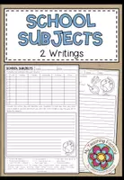 Vista previa - Hojas de trabajo - SCHOOL SUBJECTS - 2 Writings (2 versions) - Portada