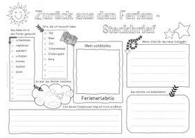 Vorschau - Arbeitsblätter - Steckbrief - Zurück aus den Ferien - Seite 1