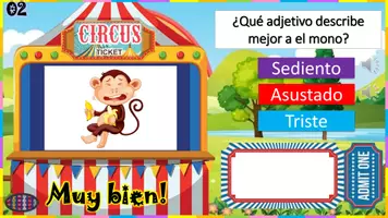 Vista previa - Juegos / Gamificación - Juego interactivo: Circo de los Adjetivos (24 preguntas) - página 3