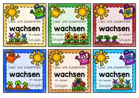 Vorschau - Mal- und Bastelvorlagen - Grußkärtchen zum Schuljahresbeginn | Wir wachsen zusammen – Willkommensgruß für die Grundschule - Seite 2