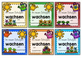 Vorschau - Mal- und Bastelvorlagen - Grußkärtchen zum Schuljahresbeginn | Wir wachsen zusammen – Willkommensgruß für die Grundschule - Seite 3