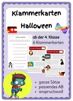 Vorschau - Arbeitsblätter - Klammerkarten Gruselgeschichte - Halloween - schwierig - Deckblatt