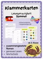 Vorschau - Stationenlernen - Klammerkarten zusammengesetzte Nomen Sommer - Deckblatt