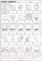 Vista previa - Hojas de trabajo - SCHOOL SUBJECTS - Vocabulary Worksheet (2 versions) - página 3