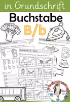 Vorschau - Arbeitsblätter - Buchstabe B / b - Einführung in GRUNDSCHRIFT - inklusive Geschichte und Puzzle - Deckblatt