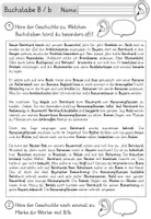Vorschau - Arbeitsblätter - Buchstabe B / b - Einführung in GRUNDSCHRIFT - inklusive Geschichte und Puzzle - Seite 1