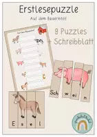 Vorschau - Spiele - Erstlesepuzzle Bauernhof (9 Puzzles + Arbeitsblatt) - Deckblatt