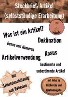 Vorschau - Arbeitsblätter - Steckbrief: Artikel - Deckblatt