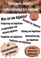 Vorschau - Arbeitsblätter - Steckbrief: Adjektiv - Deckblatt