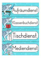 Vorschau - Aufgabenkarten - Klassendienste Haiklasse Classroom Management Deutsch back to school Klassentier Hai - Seite 3