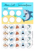 Vorschau - Anderer Materialtyp - Haiklasse Lobkärtchen / Lobsammelpass Grundschule (Klassentier Hai) Back to school / Classroom Management - Seite 1