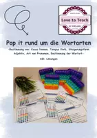 Vorschau - Spiele - Popit Übungen rund um die Wortarten und Tempus von Verben lovetoteach - Deckblatt