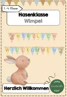 Vorschau - Bildkarten - Hasenklasse Wimpel "Herzlich Willkommen" - Deckblatt