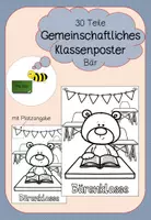 Vorschau - Mal- und Bastelvorlagen - Bär gemeinschaftliches Klassenposter - Deckblatt
