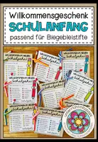 Vorschau - Mal- und Bastelvorlagen - Willkommensgruß / Willkommensgeschenk für den Schulanfang (für biegbare Stifte geeignet) - Deckblatt