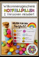 Vorschau - Mal- und Bastelvorlagen - Willkommensgeschenk / Willkommensgruß für den Schulanfang - Notfallpillen (Schokolinsen) - Deckblatt