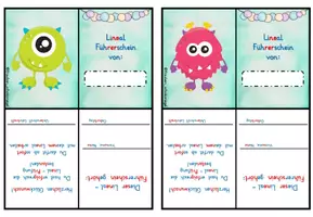 Vorschau - Mal- und Bastelvorlagen - Linealführerschein für deine Monsterklasse - Deckblatt