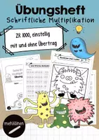 Vorschau - Arbeitsblätter - Schriftliche Multiplikation üben (ZR 1000) | Arbeitsblätter mit & ohne Übertrag | 3.–4. Klasse - Deckblatt