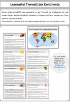 Vorschau - Fördermaterial/Inklusion - Lesekartei Tierwelt der Kontinente - Deckblatt